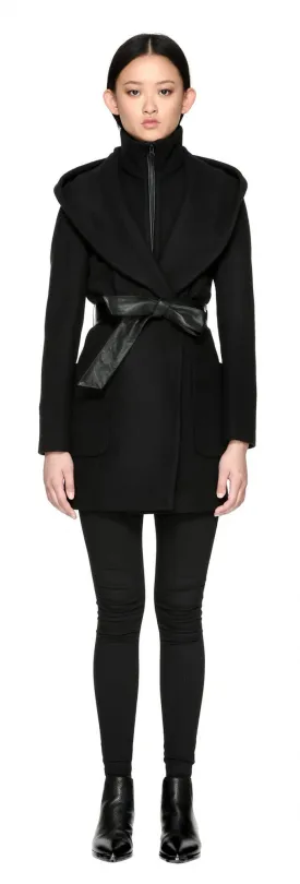 Siri Hooded Coat w/ belt Black