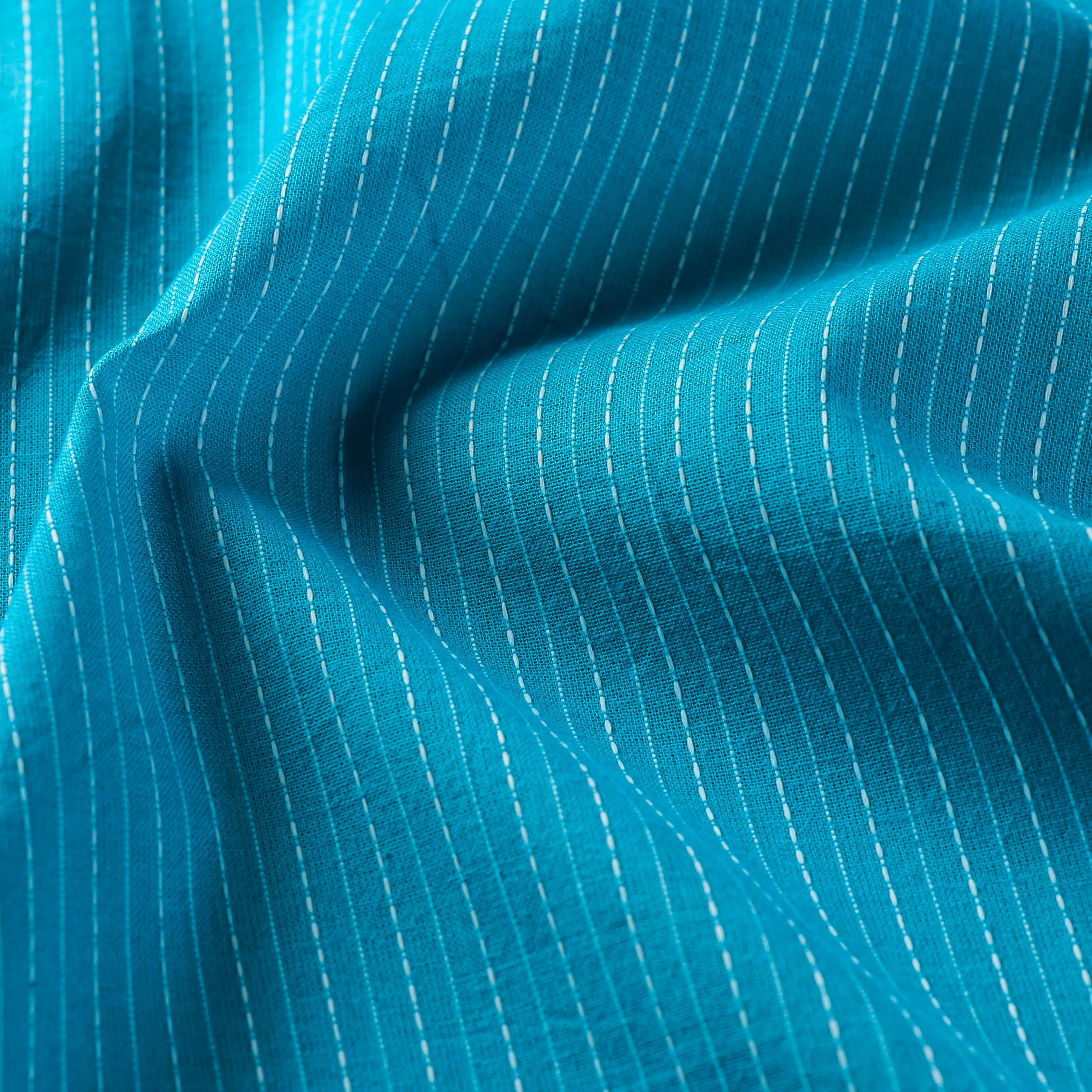 Sky Blue - Prewashed Running Stitch Cotton Fabric 06