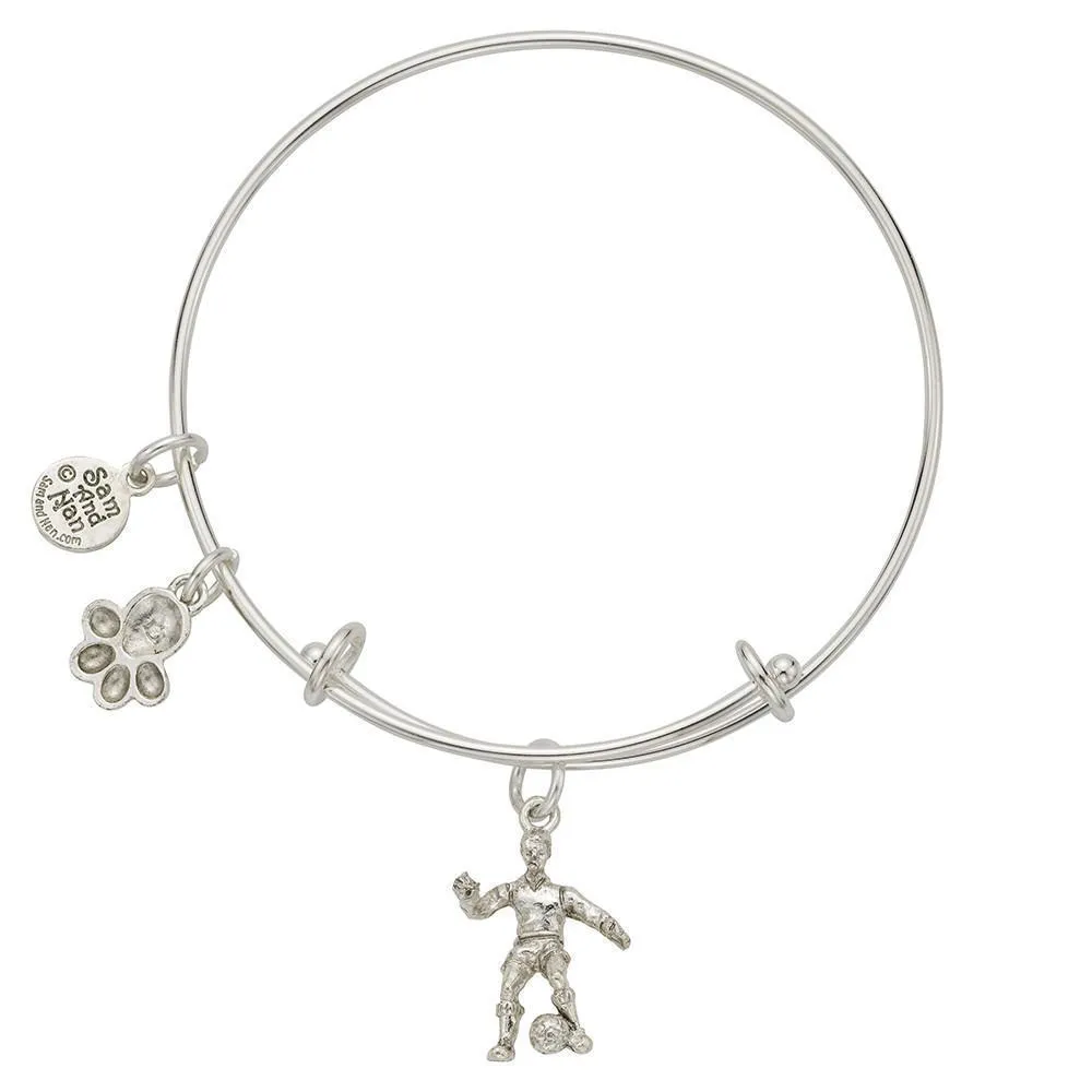 Soccer Player - Paw Charm Bangle Bracelet