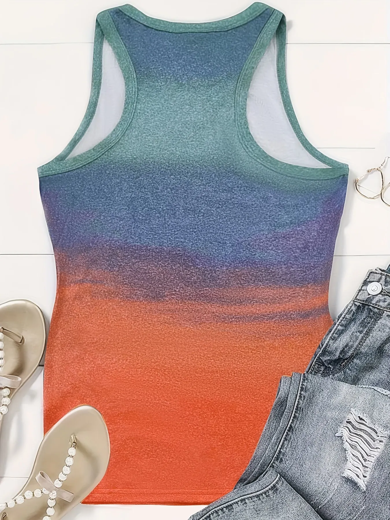 Summer Style Color Block Crew Neck Sleeveless Tank Top for Women