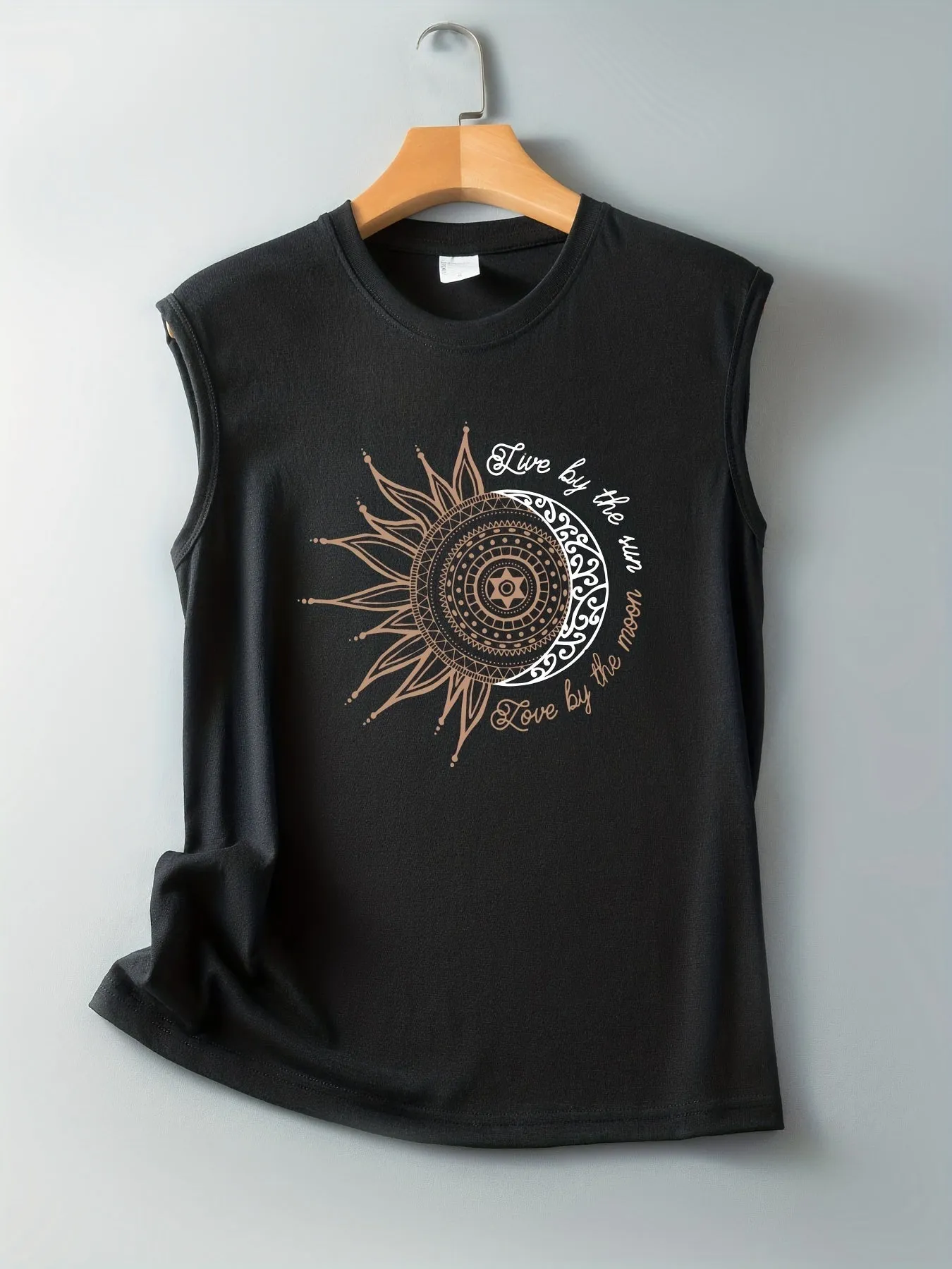 Sun  Moon Graphic Tank for Summer Womens Casual Top