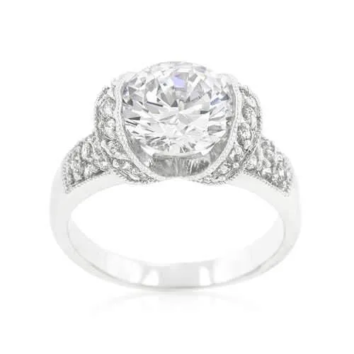 Tension Set Cubic Zirconia Engagement Ring