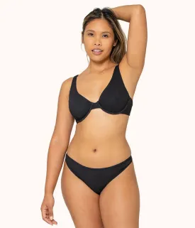 The Unlined Ribbed Plunge Bra: Jet Black