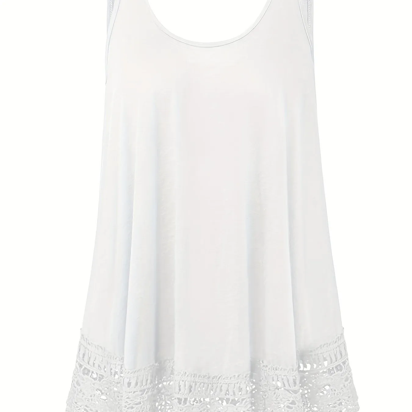 Womens Plus Size Lace Trim Tank Top with High Stretch