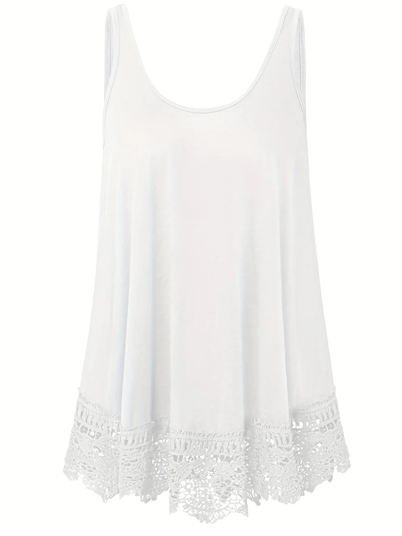 Womens Plus Size Lace Trim Tank Top with High Stretch