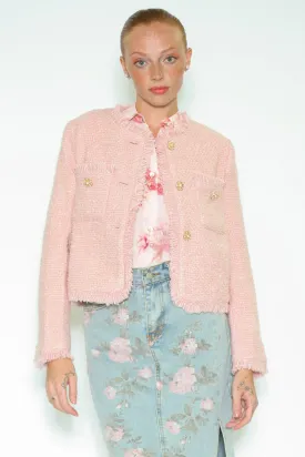 Wool Pink Tweed Cropped Blazer