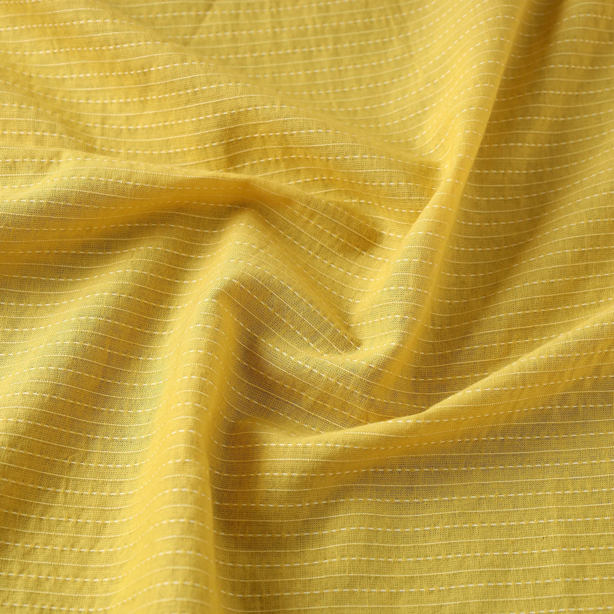 Yellow - Prewashed Running Stitch Cotton Fabric 15