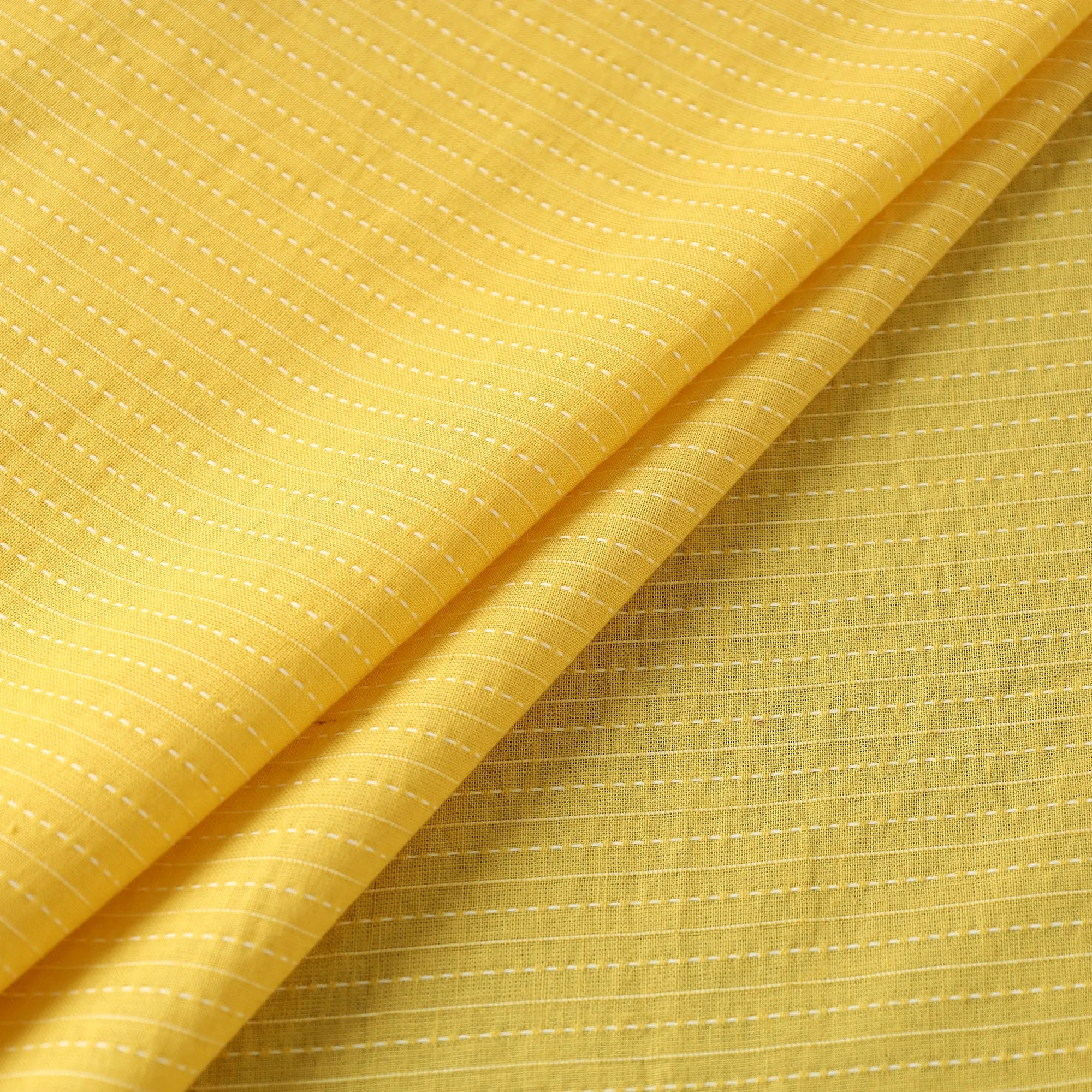 Yellow - Prewashed Running Stitch Cotton Fabric 15