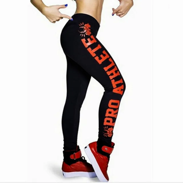 YGFENG Women's Harajuku Workout Leggings Fashion Fitness Letter Printed Elastic Slim Black Leggings Female Sexy Leggings Pants